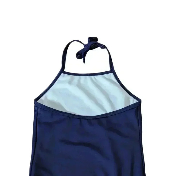 New Gymboree Girls One Piece Navy Blue Rainbow Heart Halter Swimsuit Size S 5-6 - Picture 4 of 7